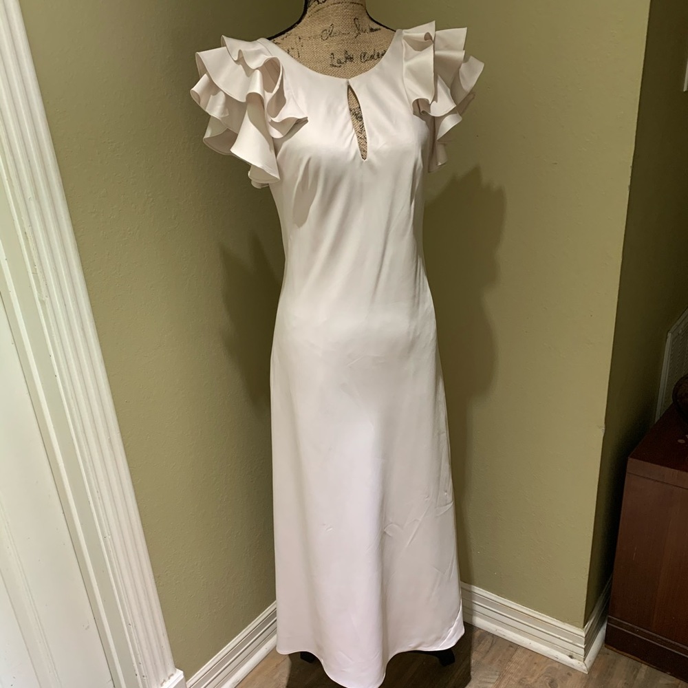 Ivory Silk Designer Dress by Aidan Mattox